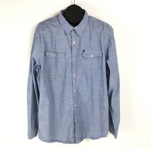 Quiksilver Button Up Shirt Men's XL Long Sleeve 100% Cotton Blue Casual